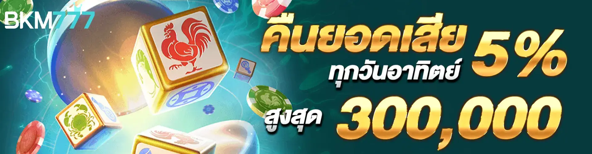 คืนยอดเสีย 5% ทุกวันอาทิตย์ สูงสุด 300,000​